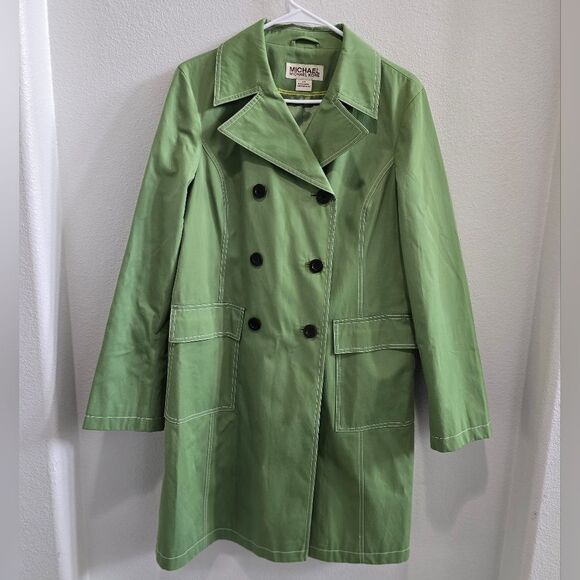 Michael Kors double breasted green lightweight jacket size large - Picture 1 of 8